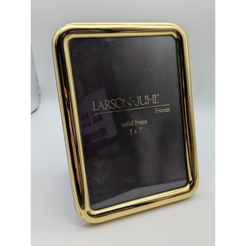 Larson‎ Juhl Solid Brass 5x7 Picture Frames Set Bifold + Stand Vintage